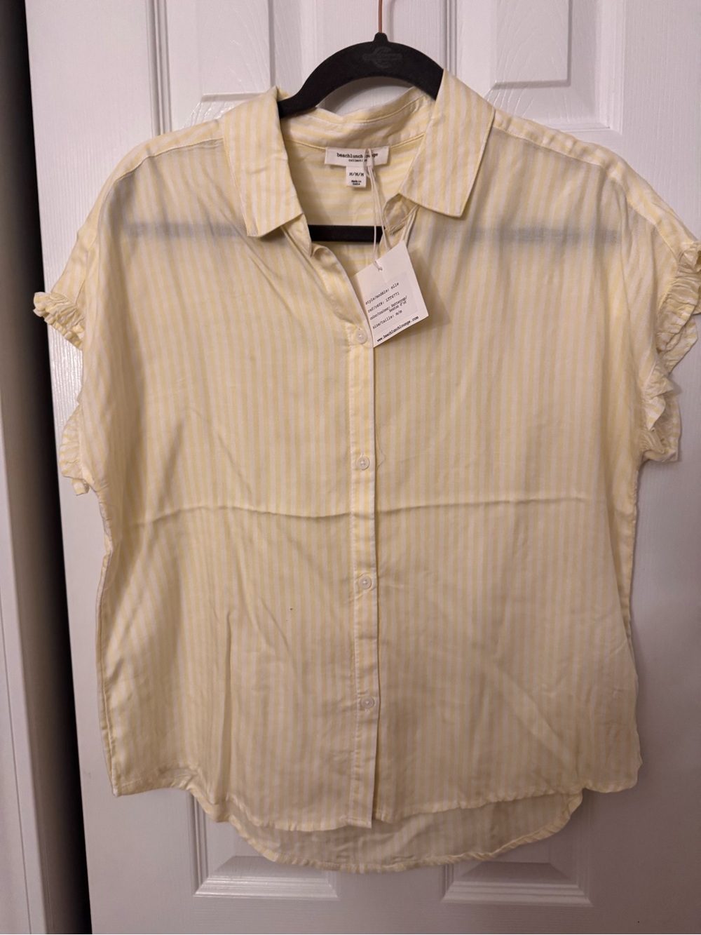 NWT Women's Yellow Striped Button Down Blouse Size M